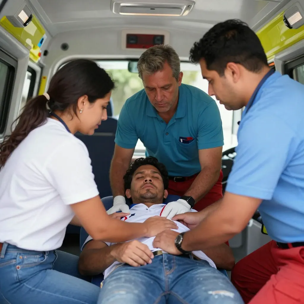Persona recibiendo atención médica de emergencia por síntomas de ACV