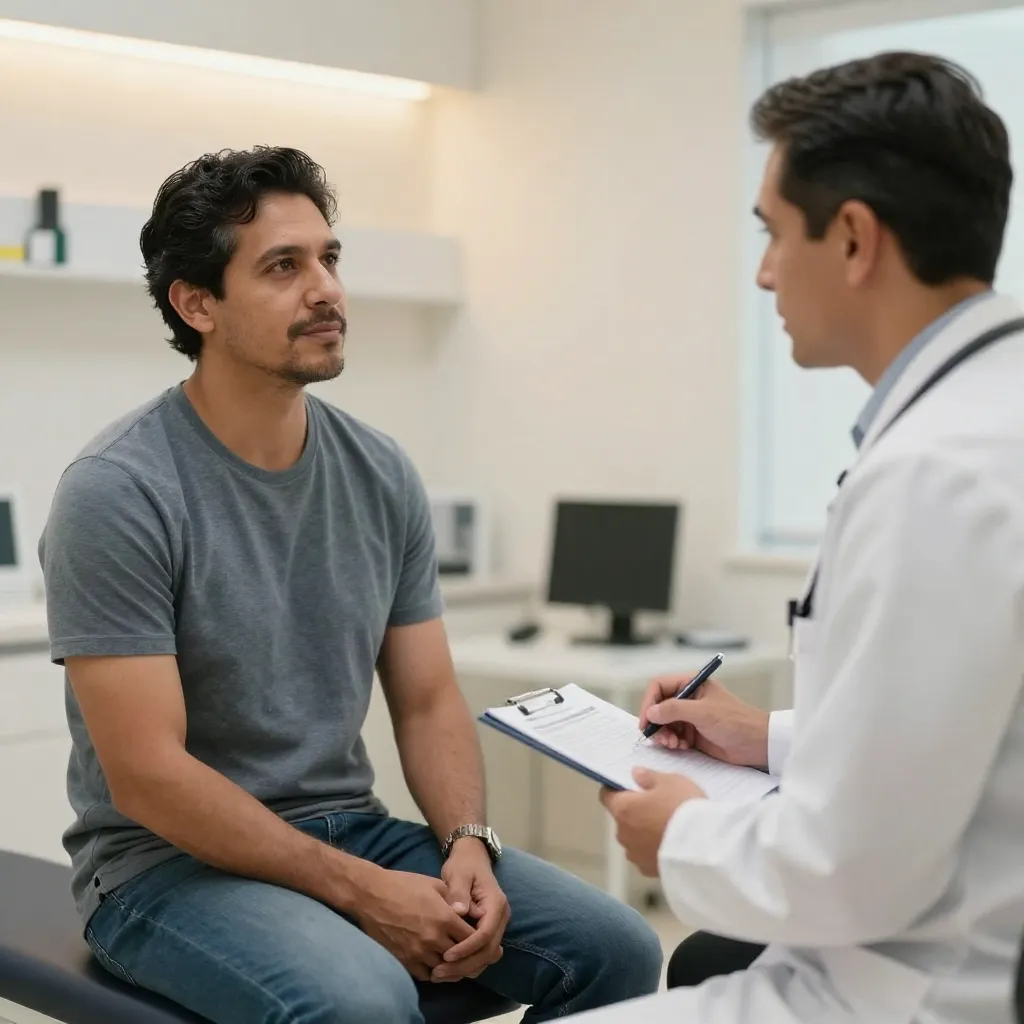 Consulta médica confidencial sobre salud sexual masculina