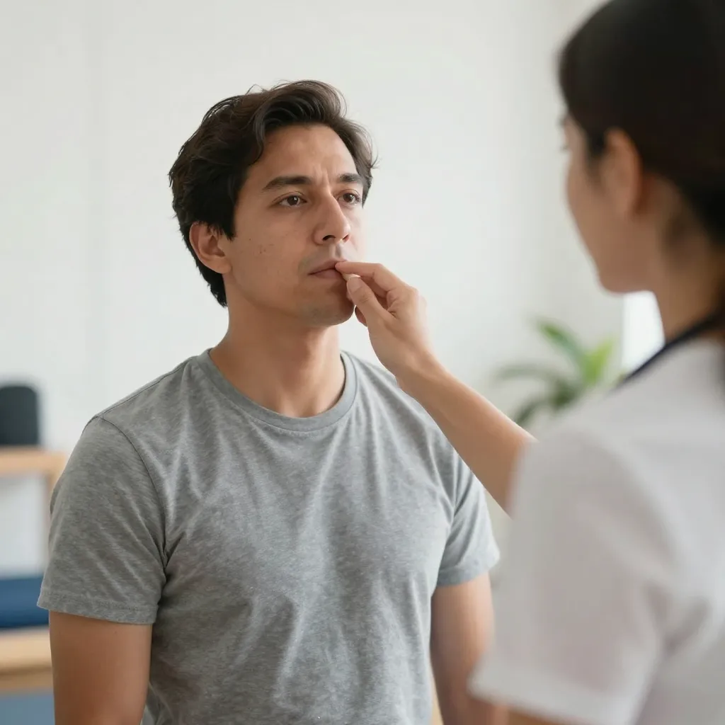 Latin American person doing breathing exercises and pulmonary rehabilitation