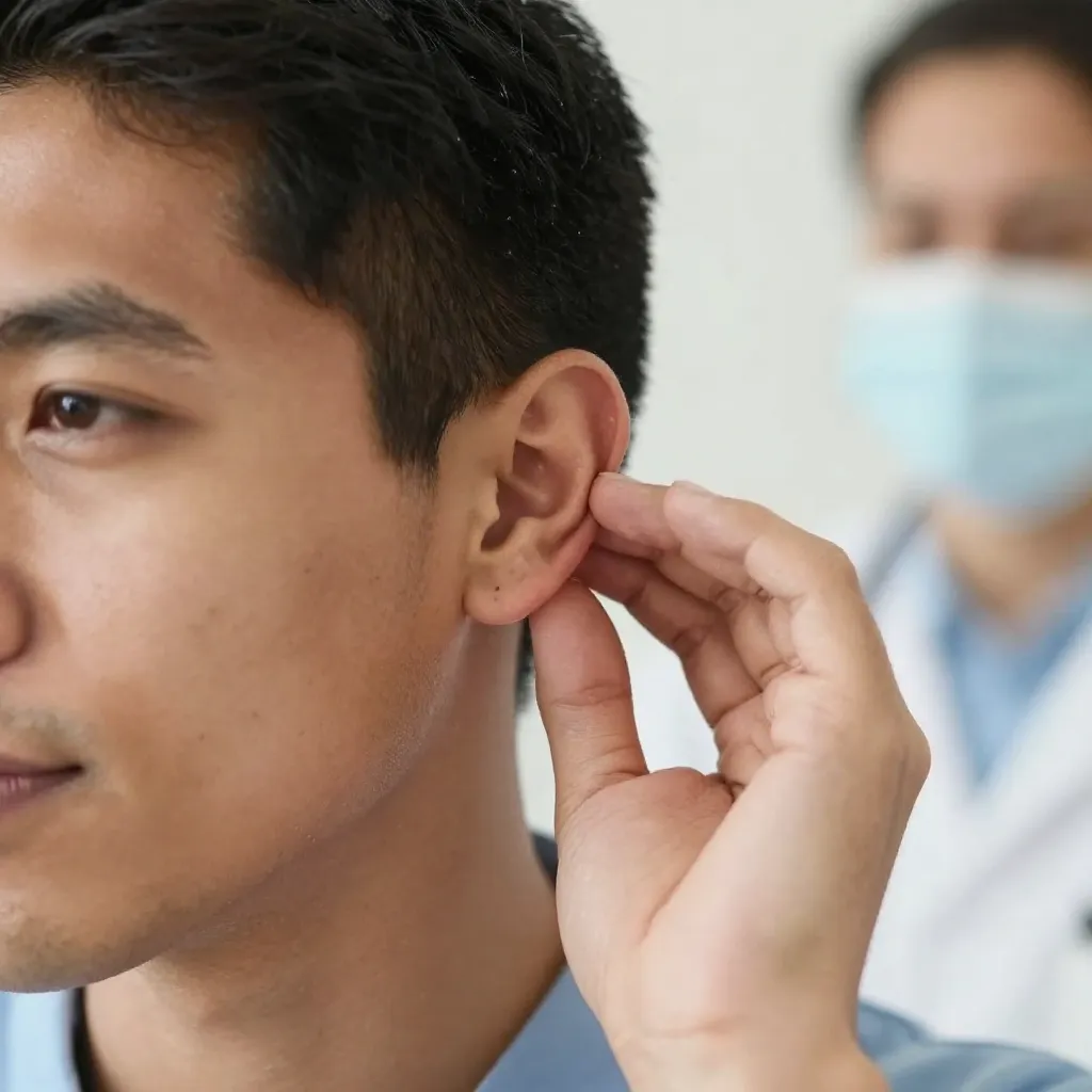 Persona cuidando la salud de sus oídos