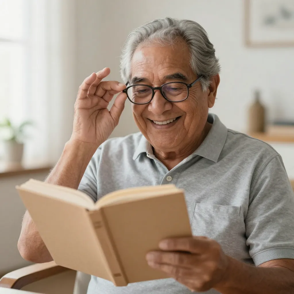 Paciente en consulta oftalmologica mientras el medico examina su retina con un equipo especializado para deteccion de retinopatia diabetica