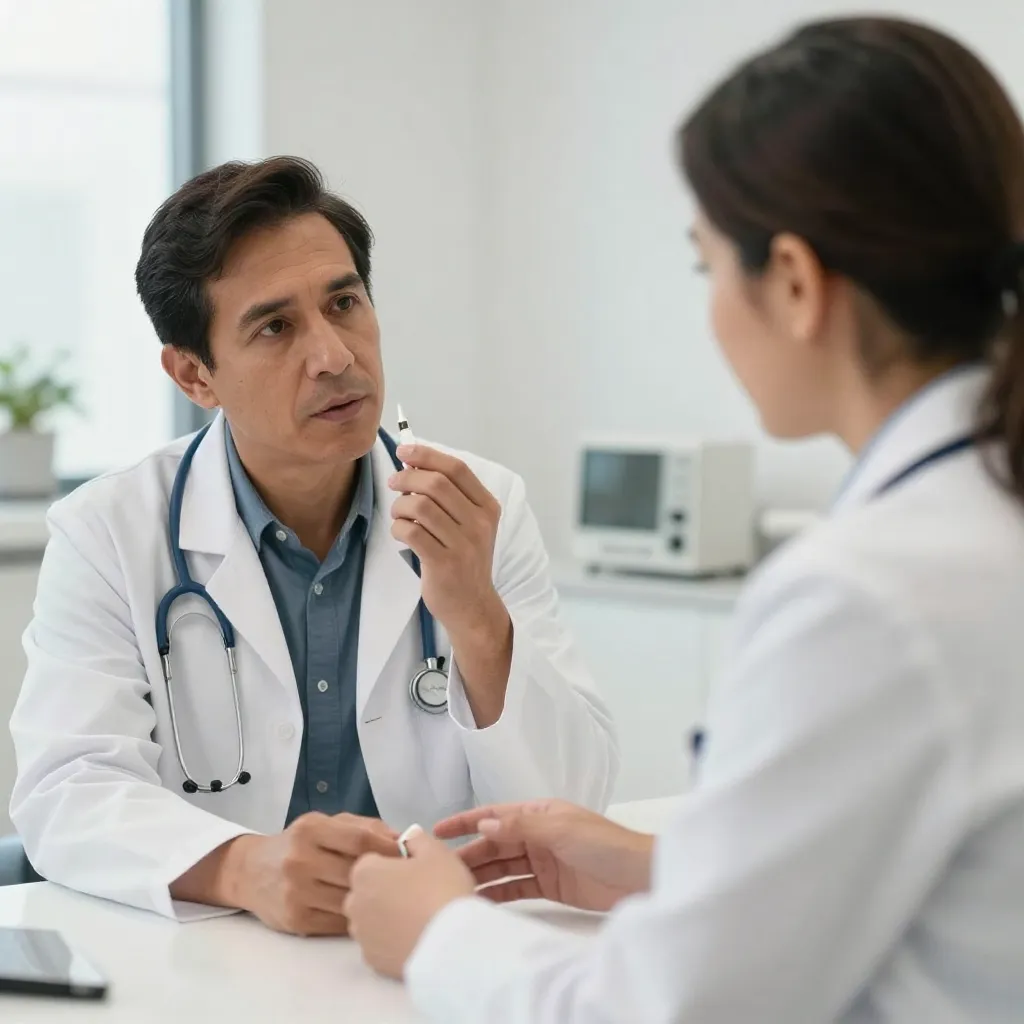 Paciente consultando con otorrinolaringólogo sobre tratamiento de alergias