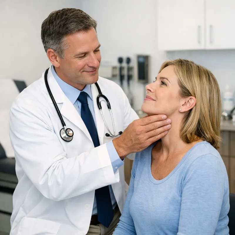 Médico realizando revisión de detección temprana