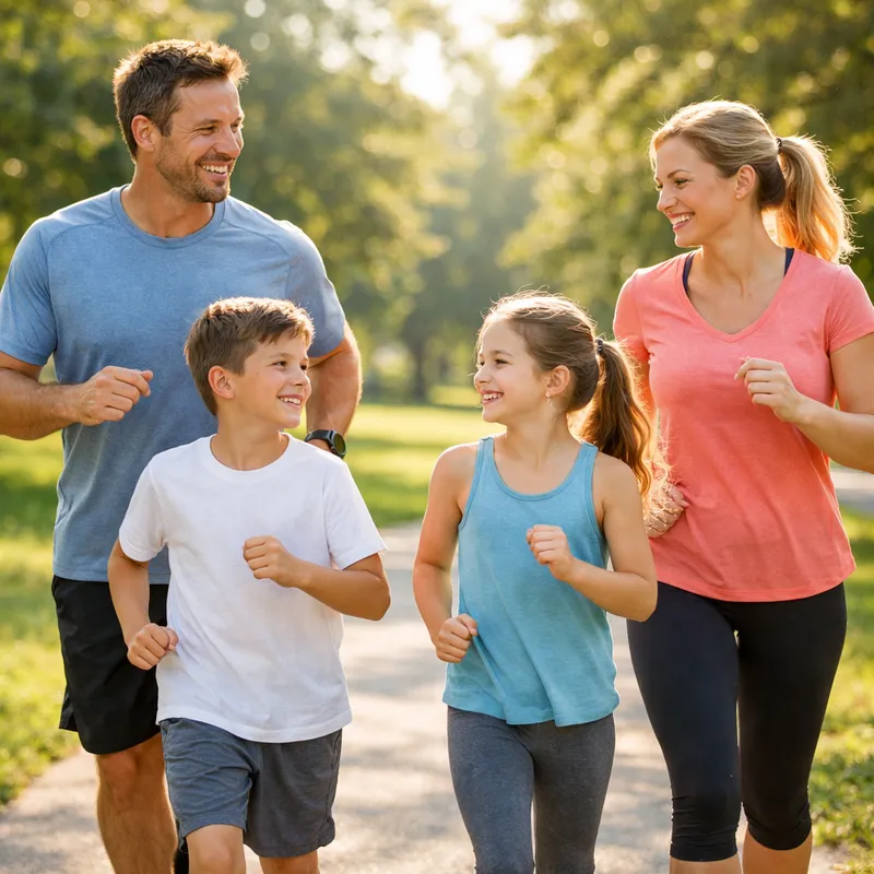 Familia adoptando hábitos saludables de prevención