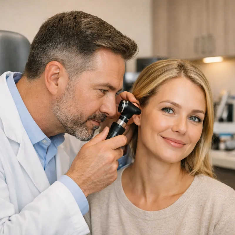 Examen del oído en consultorio médico