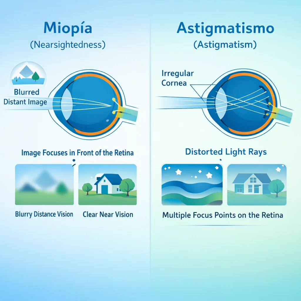 Miopía y Astigmatismo: Causas, Diagnóstico y Opciones de Corrección